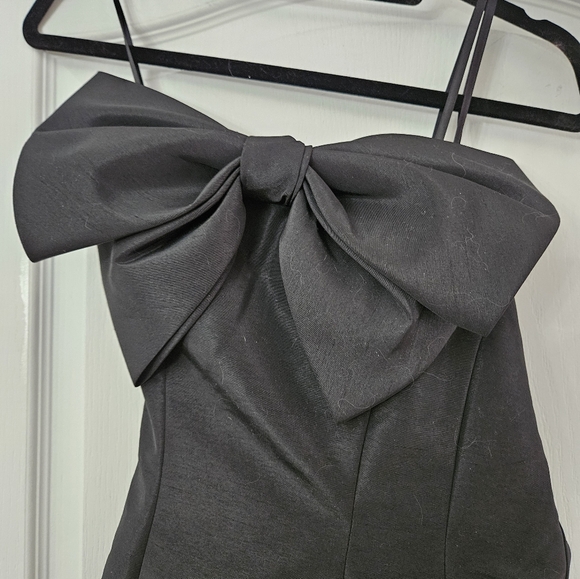 Mac Duggal Black Strapless Oversized Bow Fit & Flare Mini Dress Sz 6, 8 NWT - Picture 4 of 11